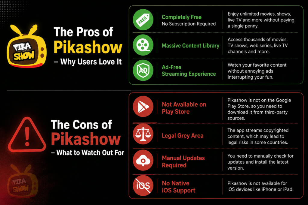 Pikashow pros and cons